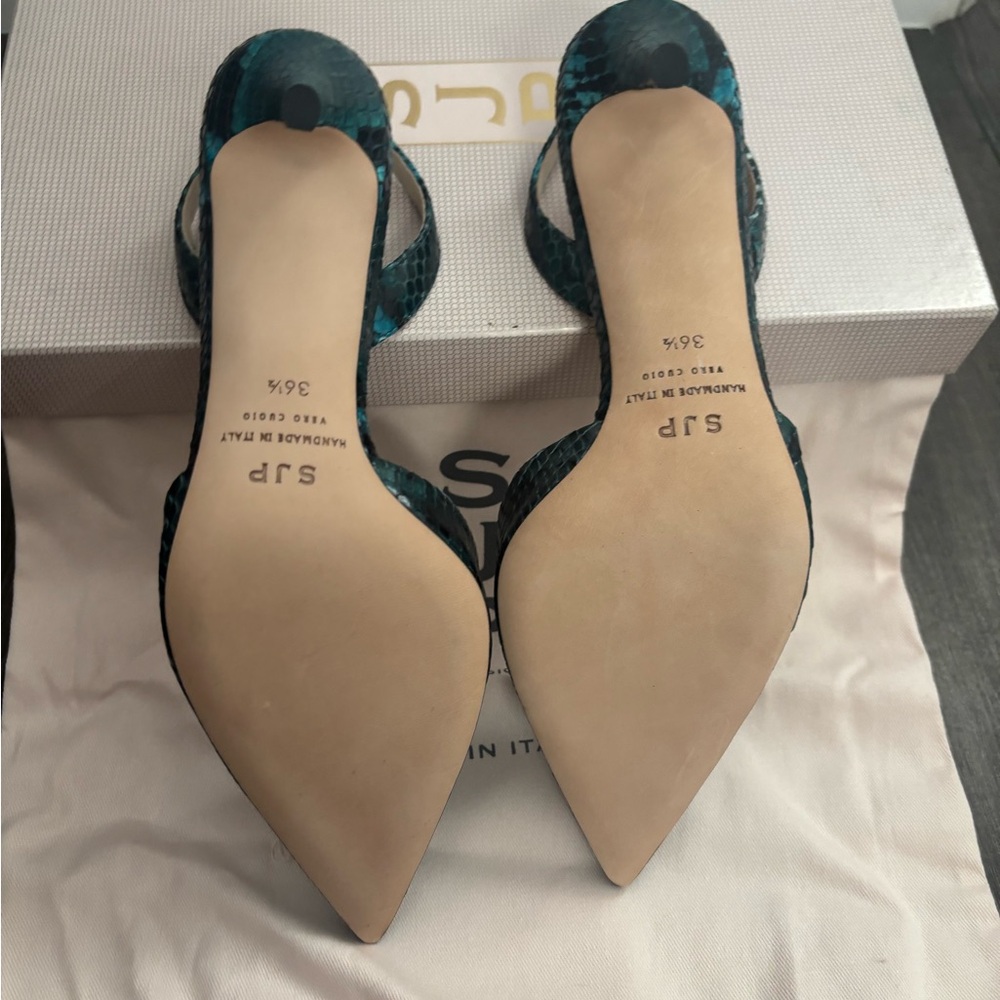 SJP by Sarah Jessica Parker Teal Snakeskin Heels
